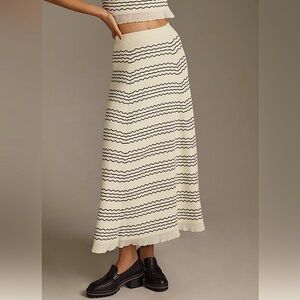 Maeve Cream Maxi Skirt with Black Wavy Stripes